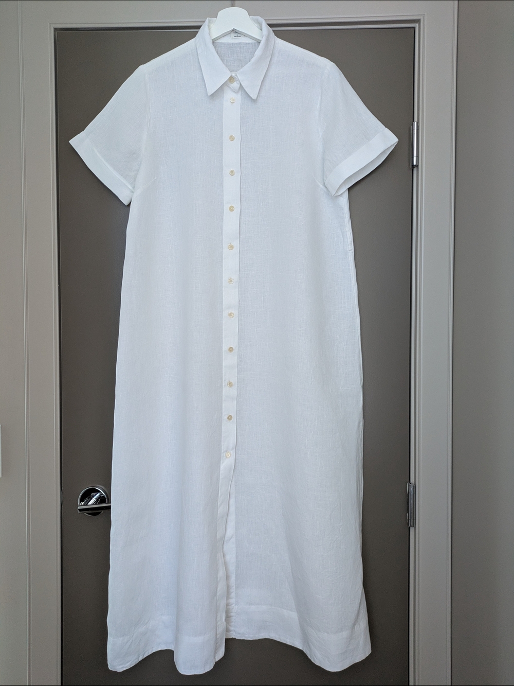 Aritzia Wilfred Eleta 100% Linen Maxi Shirt Dress White Medium Coastal Summer